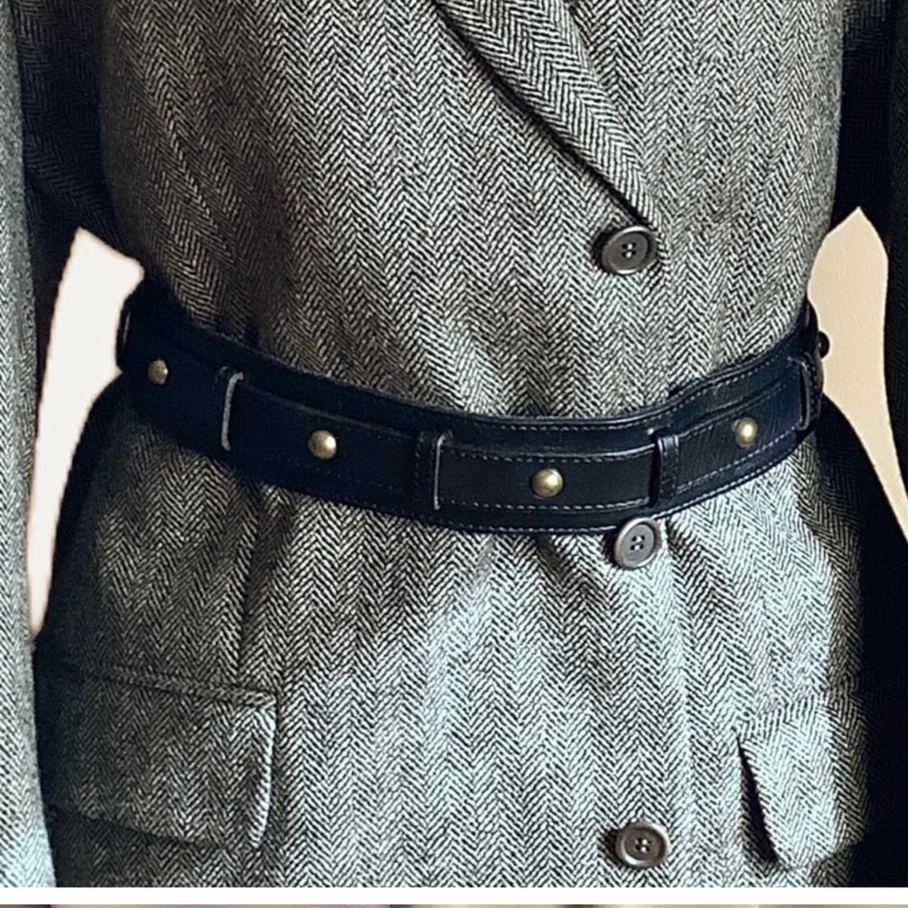 J Crew Brown Studded Leather Statement Belt Size M